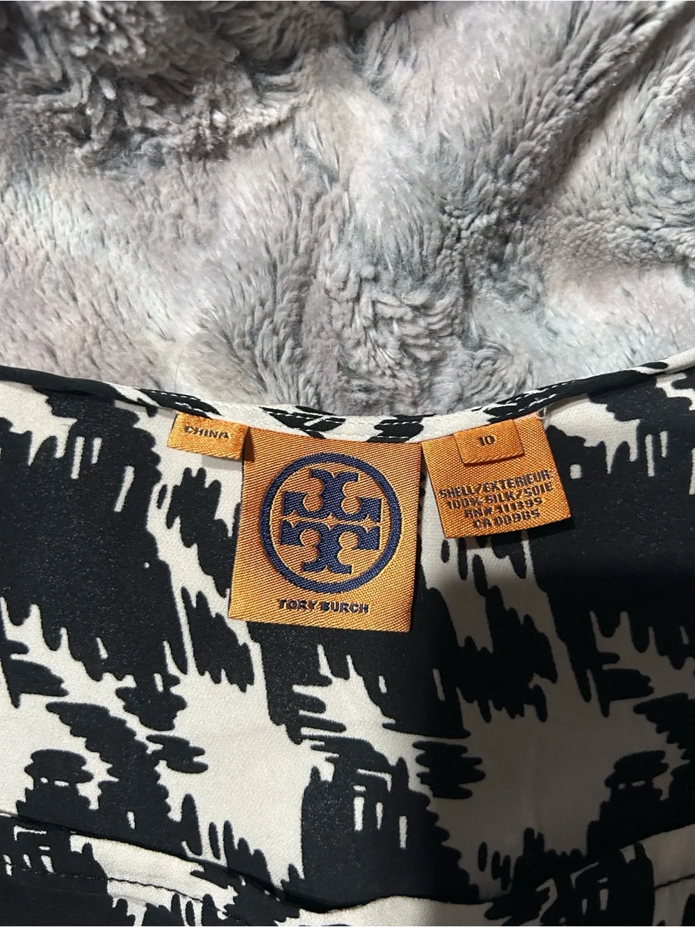 Tory Burch Black and White Abstract Print Top